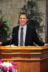 Rev. Jeremy Veldman during his installation at Covenant URC in Kalamazoo in February of 2013.