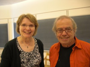 Glenda Mathes and Larry Woiwode in the fiction classroom at Glen West