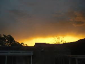 Sunrise over St. John's College in Santa Fe