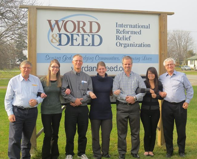 L-R: Bernie Pennings, Kara Luiting, John Otten, Heather VanMeppelen-Scheppink, Rich Postma, Hanna Korvemaker, John Kottelberg photo courtesy of Word & Deed