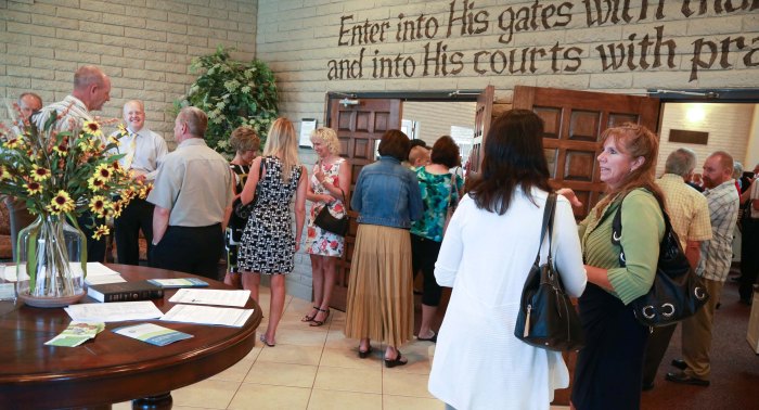 Gathering for worship at Phoenix URC